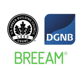 LEED, DGNB and BREEAM building assessment scheme logos