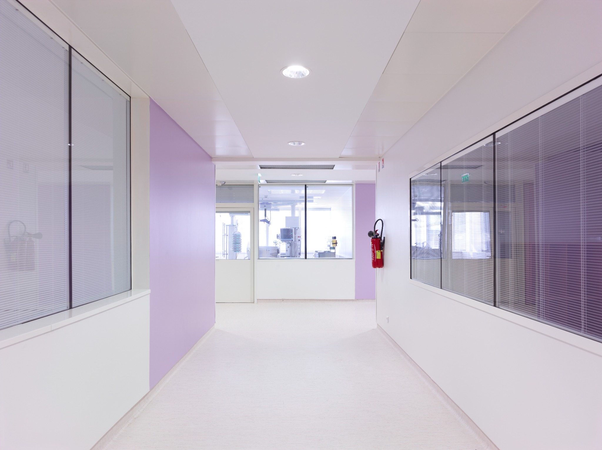 Interior glazed partitions in a healthcare setting