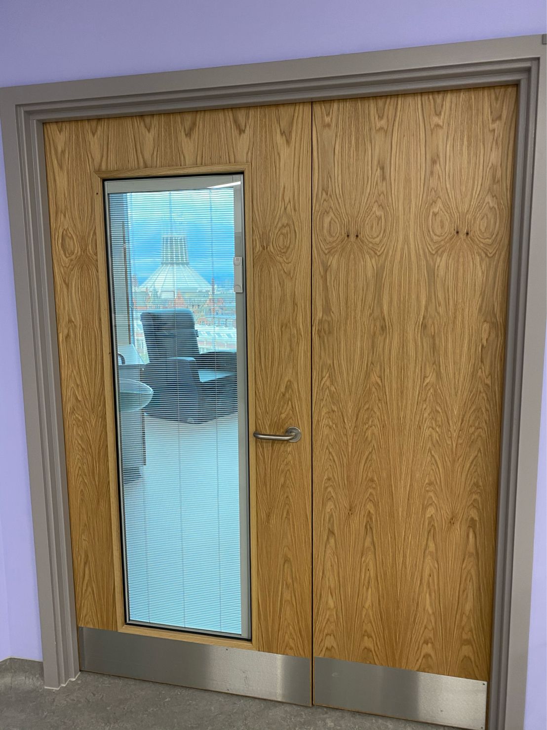 Timber doors with glazed vision panel