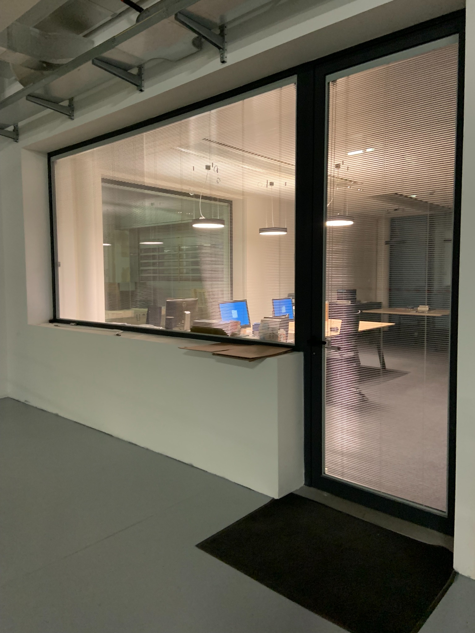 Office glazing and door with integrated blinds