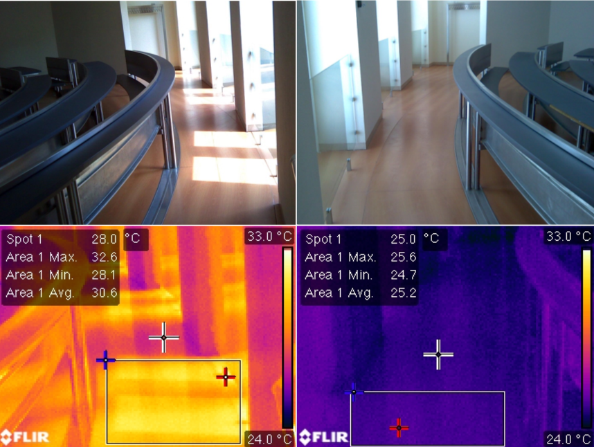 Photographs and thermal imaging of glazing conditions